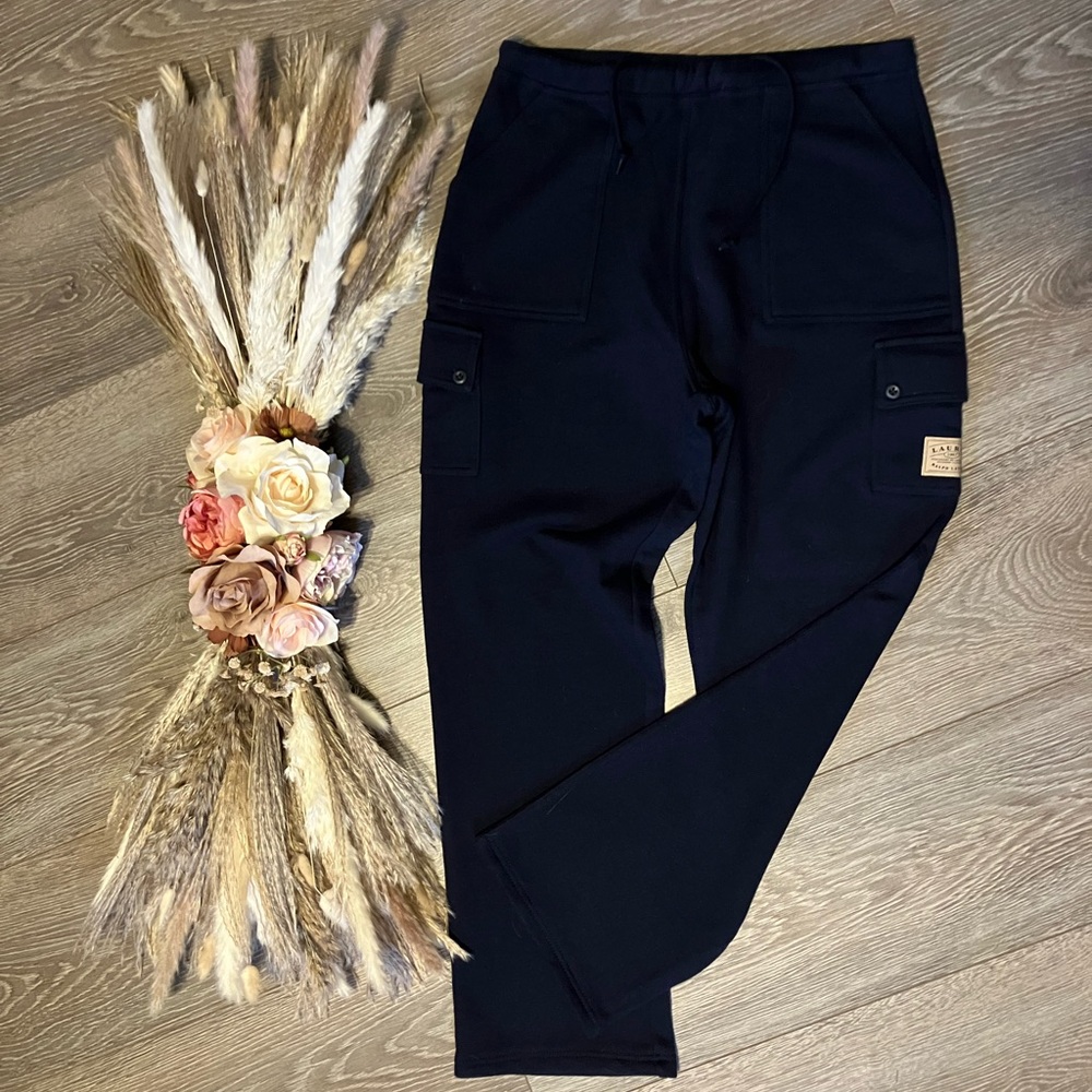 Lauren Ralph Lauren Dk Navy Blue Cargo Sweatpants with Drawstring